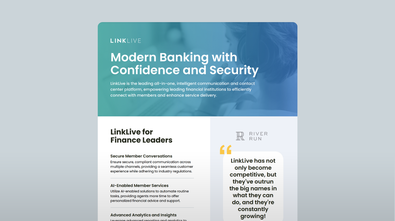 LinkLive for Finance  CCaaS Brochure - Thumbnail - No Label